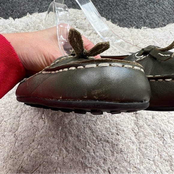 Eddie Bauer: Sage Green Slip On Exposed Stitching Square Toed Slip On Loafers - Picture 8 of 13